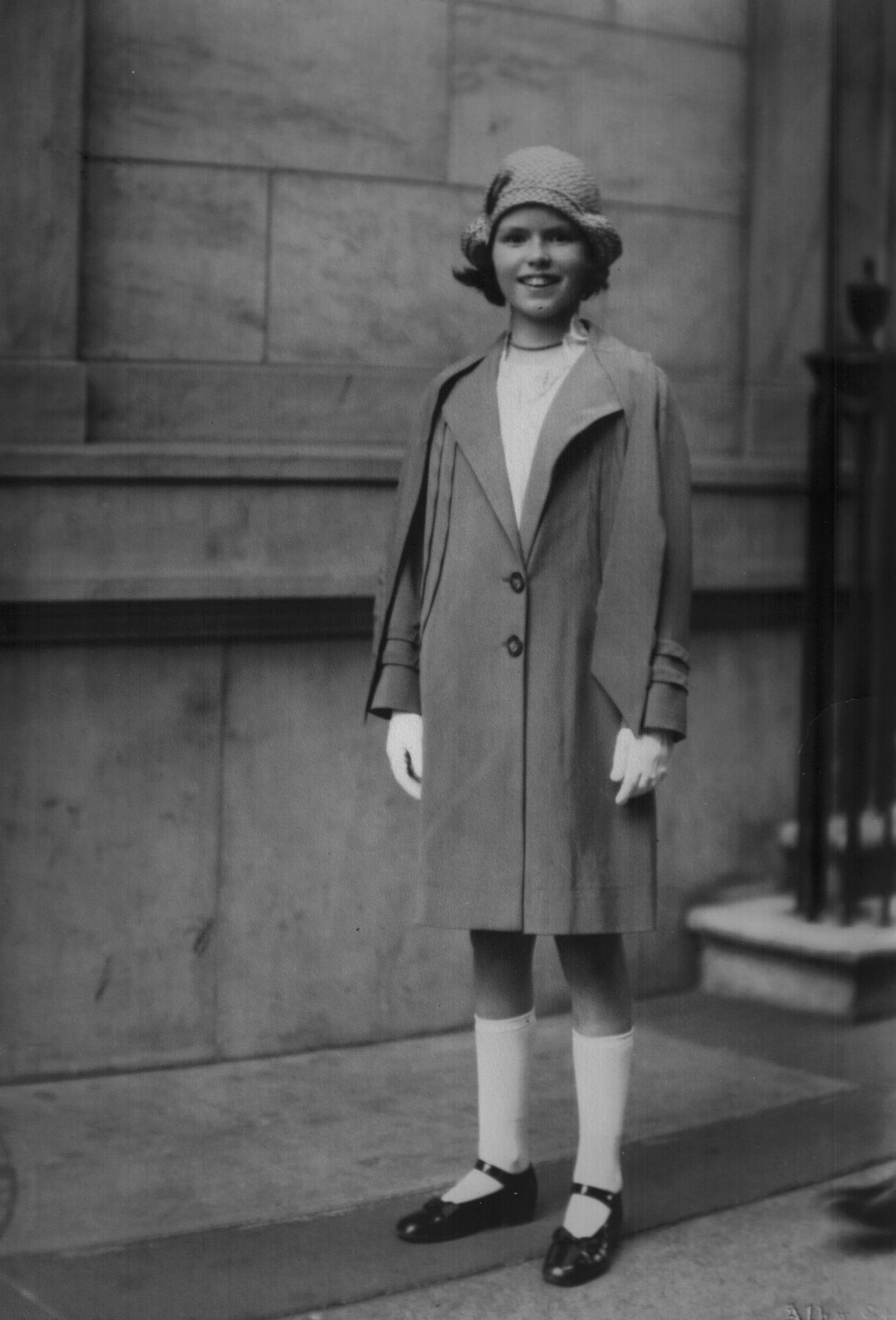 A young photo of Patricia Warner as a child in black and white