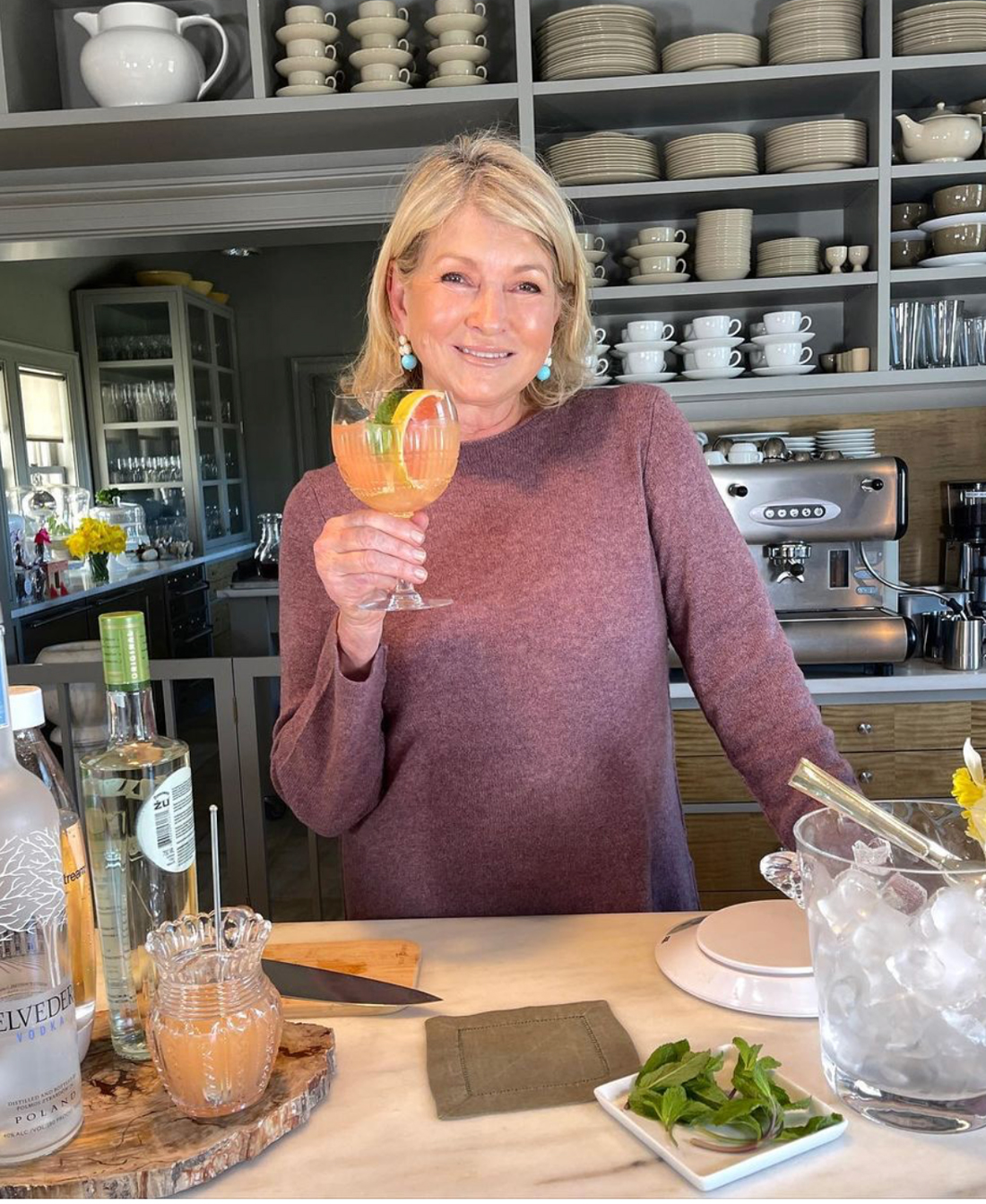 Martha Stewart with her Barnard Gala signature cocktail 