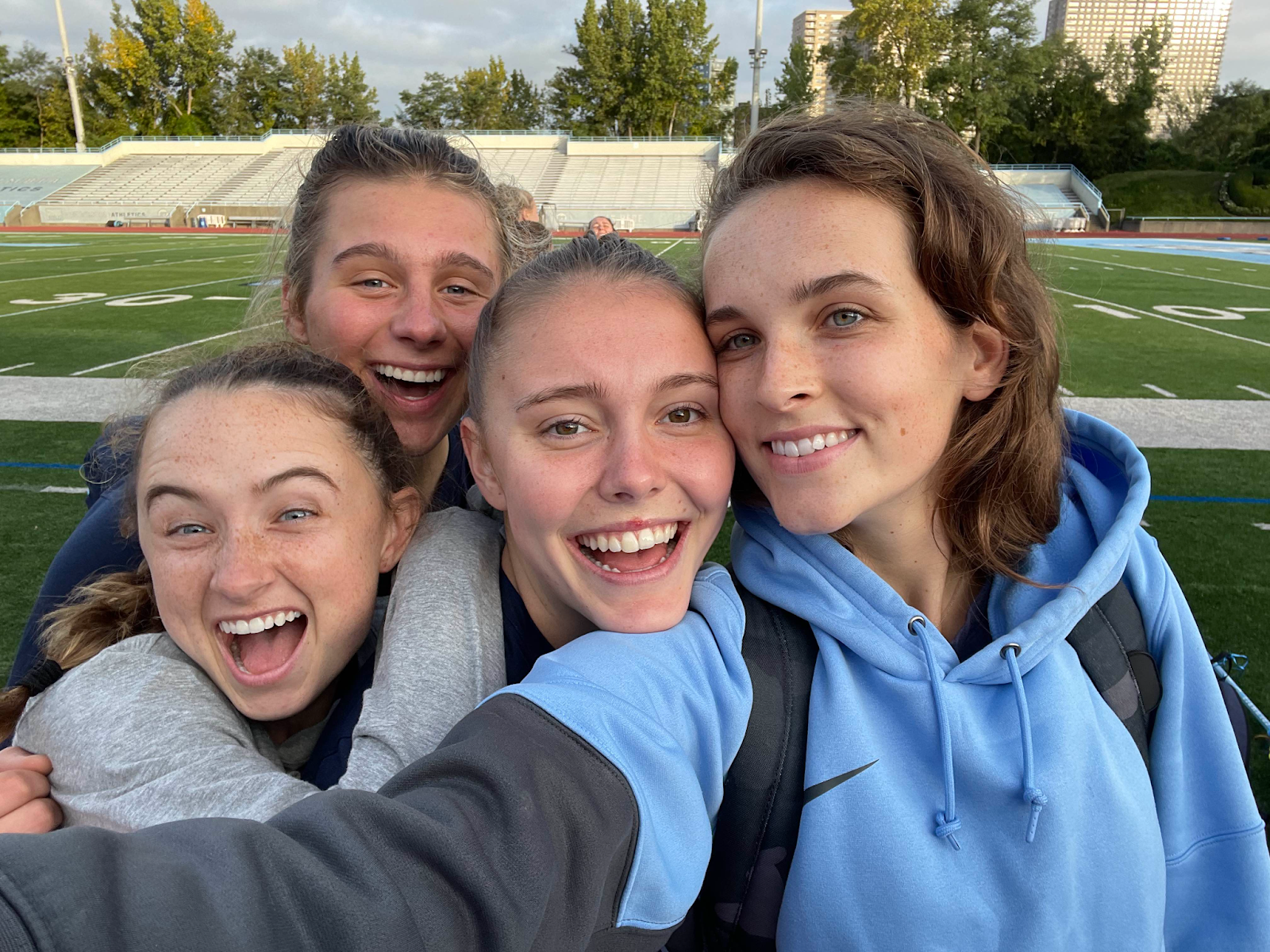 Caption: Corrigan (far right) and her teammates.