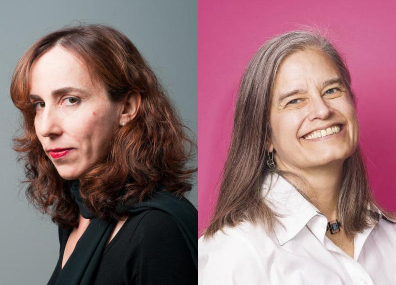 A side by side of Prof. Elizabeth Bernstein's headshot and Prof. Janet Jakobsen's headshot