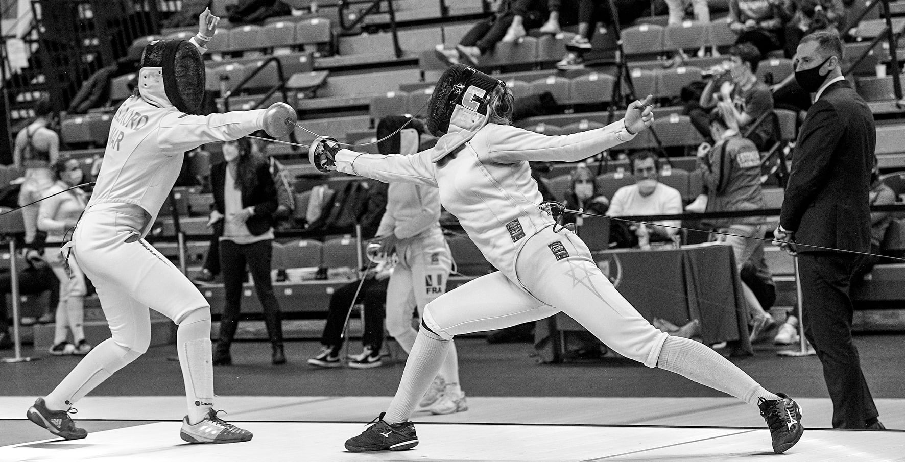 Botvinnik lunges during a fencing competition