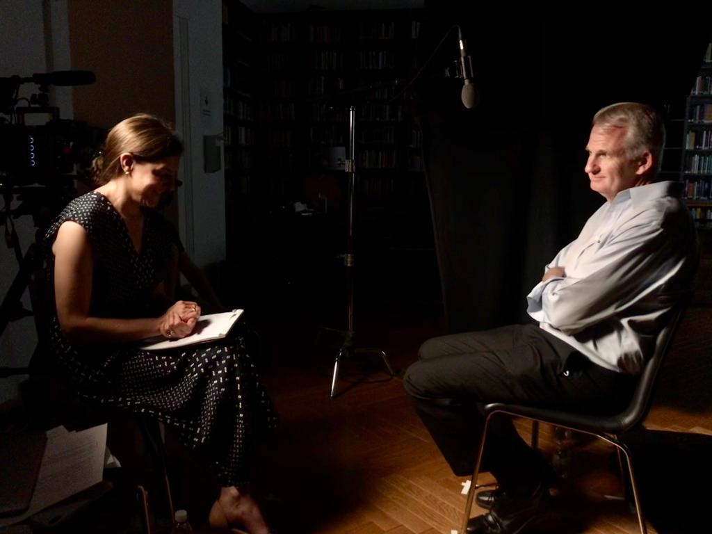 ‎Co-director Sarah Botstein and interviewee & scholar Timothy Snyder in Vienna, Austria