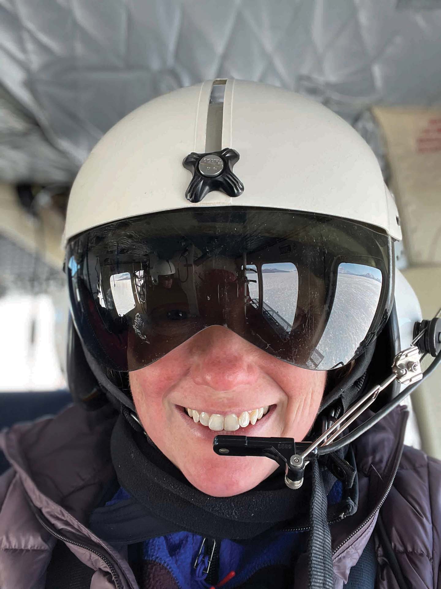 Marissa Tremblay selfie wearing a helmet