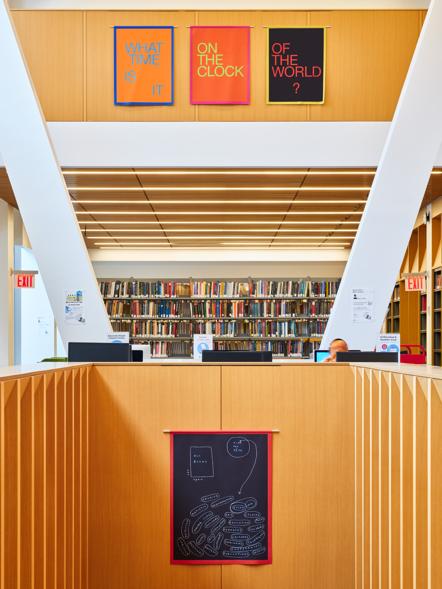 Photo of Hanging Banners In Milstein Library Created by Renee Green 