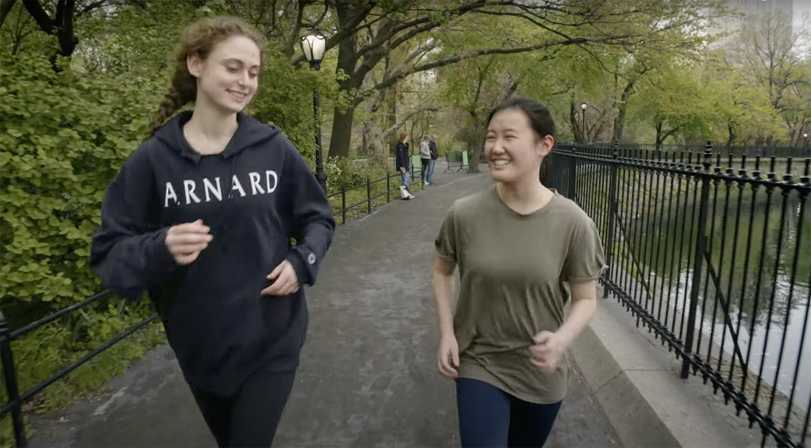 Students running in the park