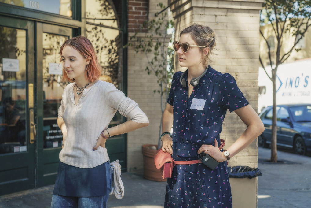 Greta on set for Lady Bird