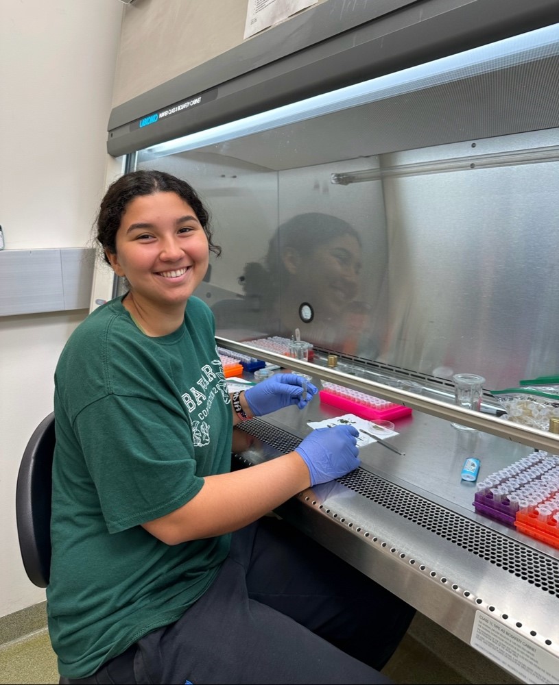 Nadia uses a fume hood for her research.