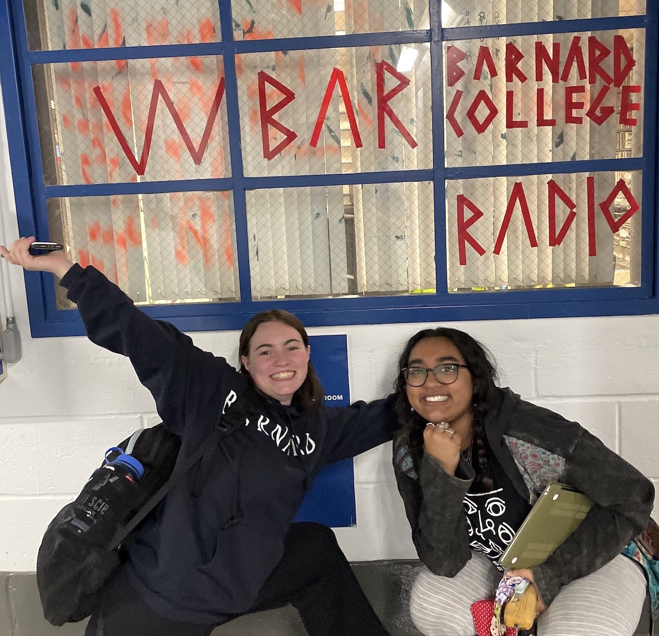 Tanvi and Georgia in front of WBAR 