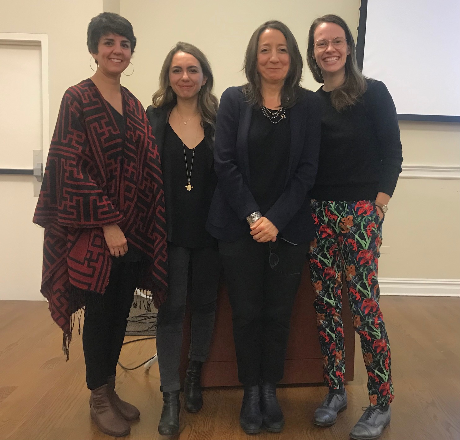 armen Giménez (poet and executive director/publisher of Graywolf Press), Maya Popa '11, Saskia Hamilton, Alicia Mountain '10. Date unknown