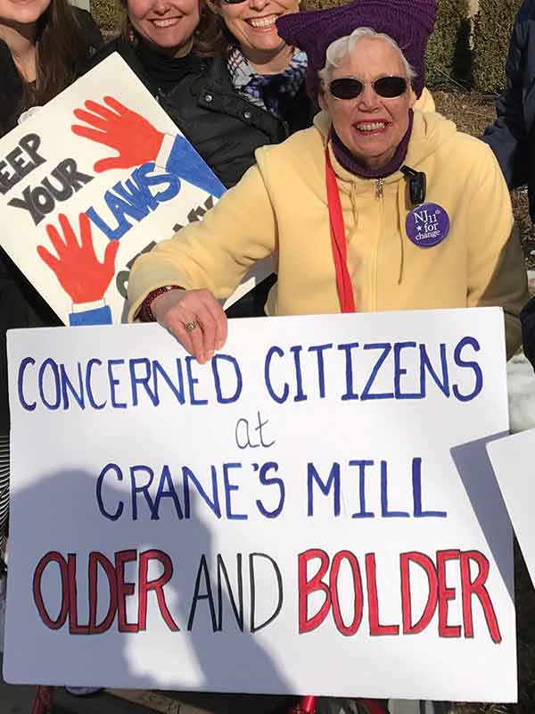 West with friends at a women’s march in Morristown, New Jersey, on March 8, 2017