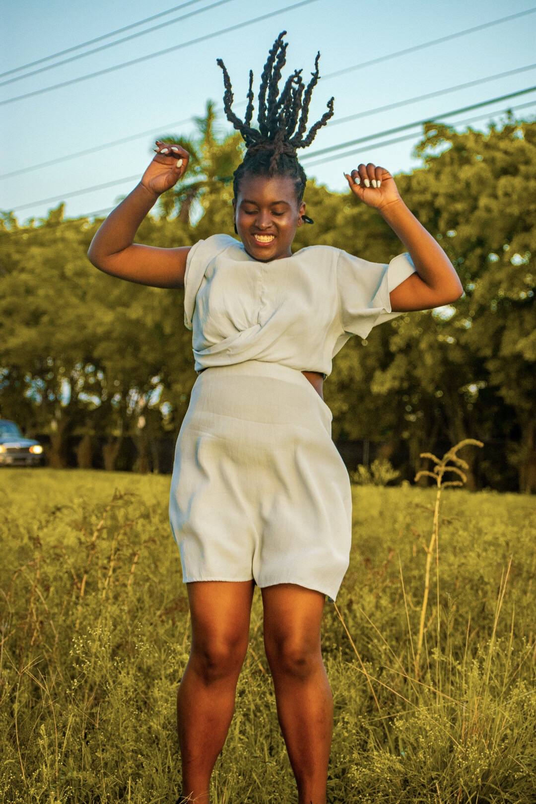 Young woman jumping