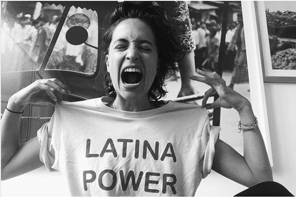 Paola Ramos wearing a Latina Power t-shirt