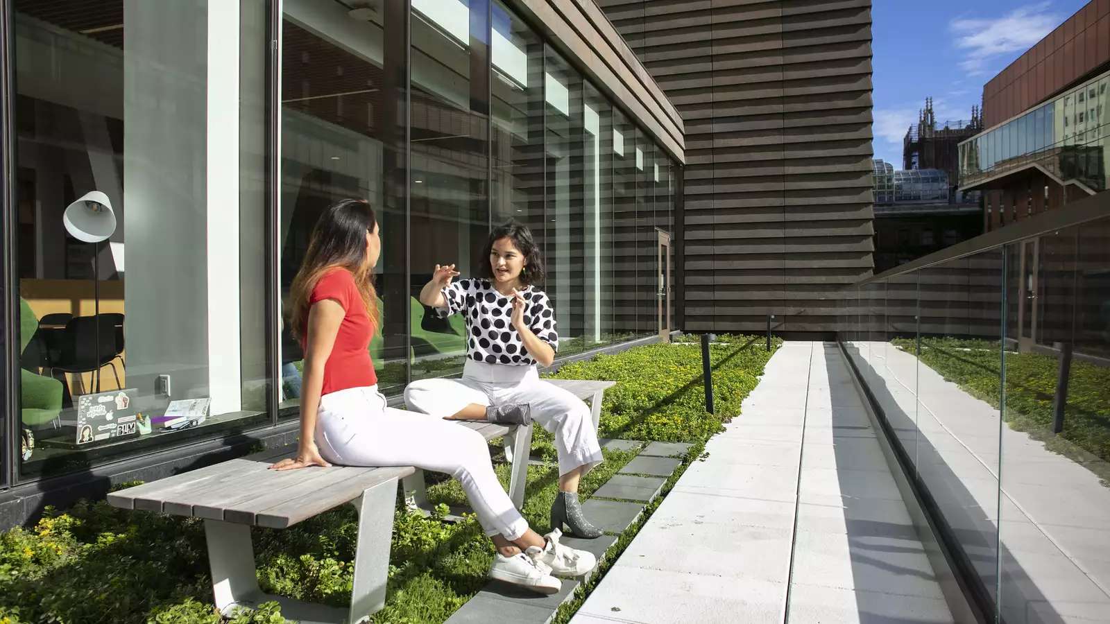 Students on milstein balcony