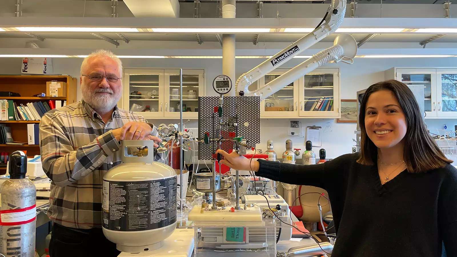 Man and young woman in a lab