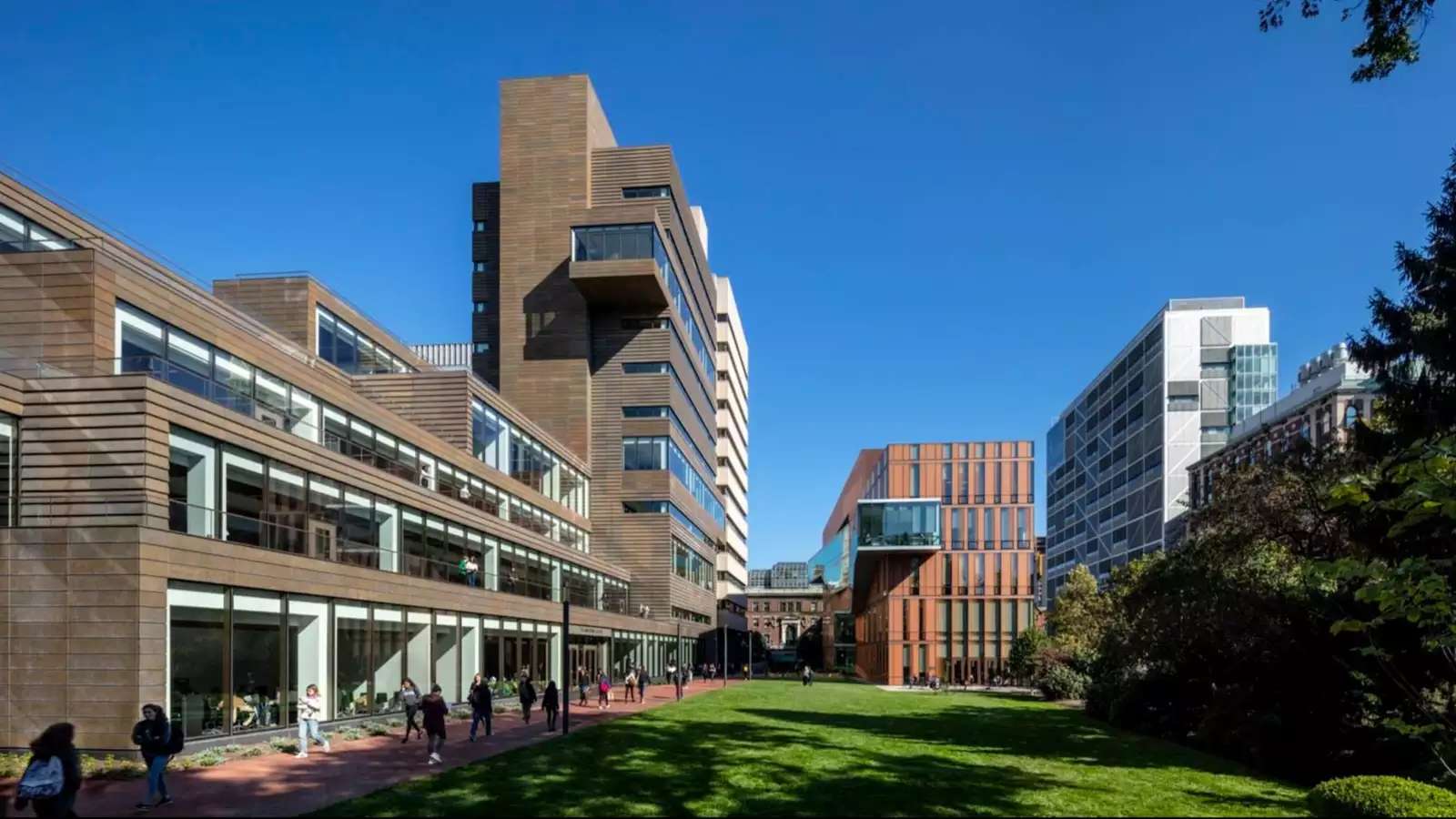 Barnard campus on a sunny day, bright blue sky