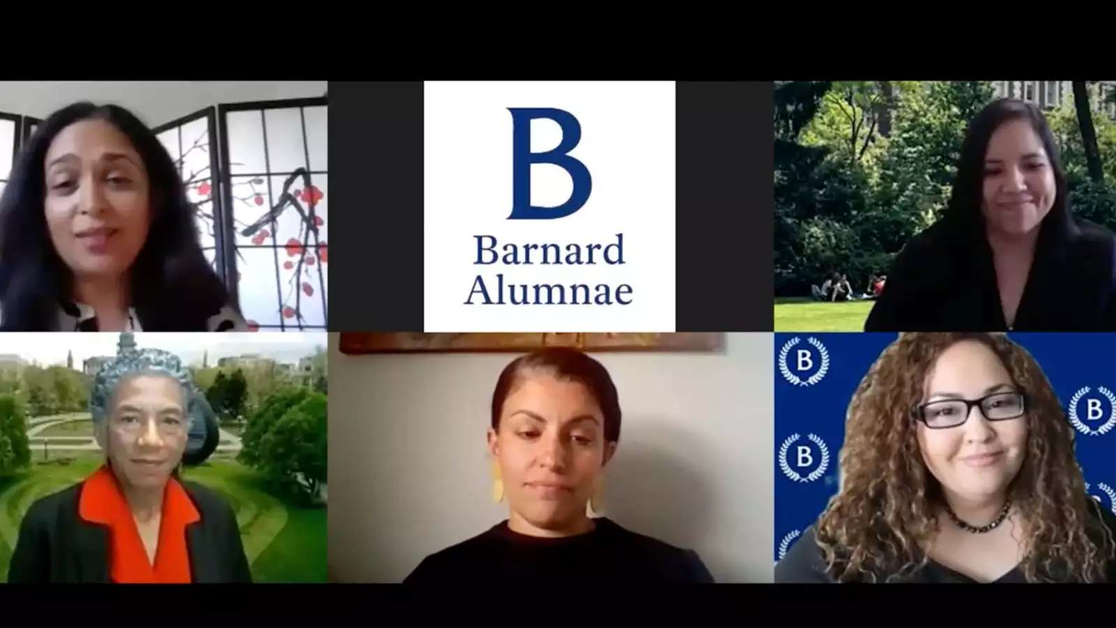 collage of 5 women's headshots on a computer screen