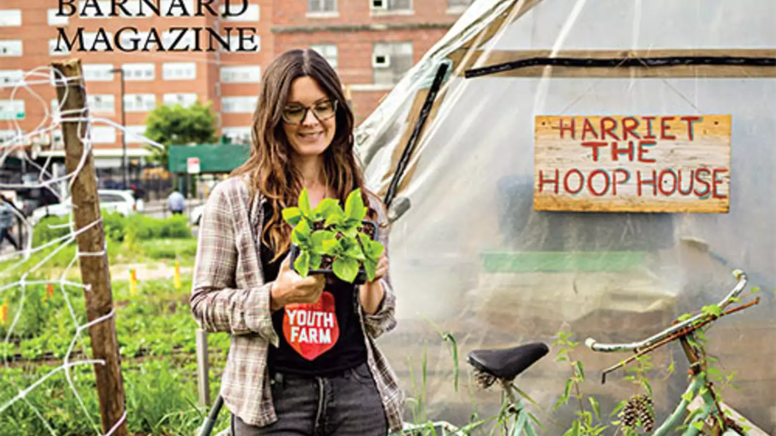 Woman in an urban garden