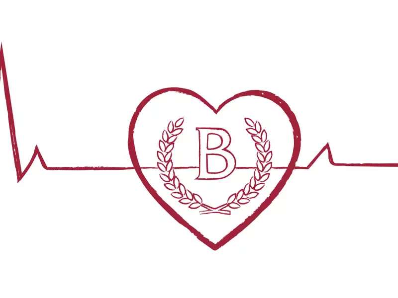 ekg line with heart and B logo