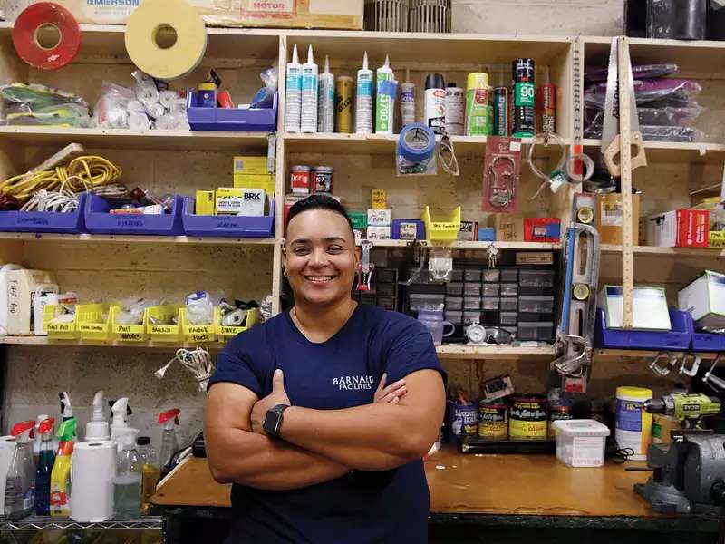 Christina Mejia in her basement shop