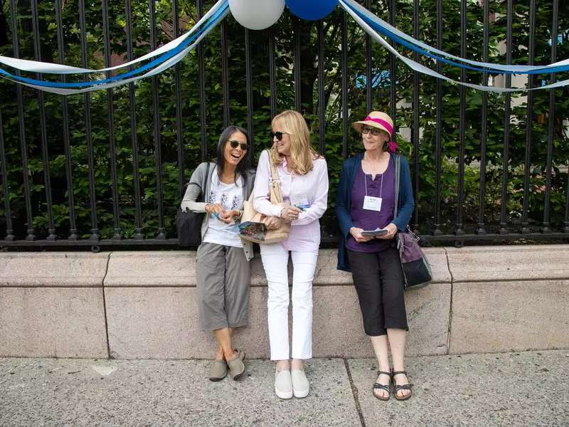 Kim Hom ’74, Karen Hansen Melnick ’74, and Barbara St. Michel ’74