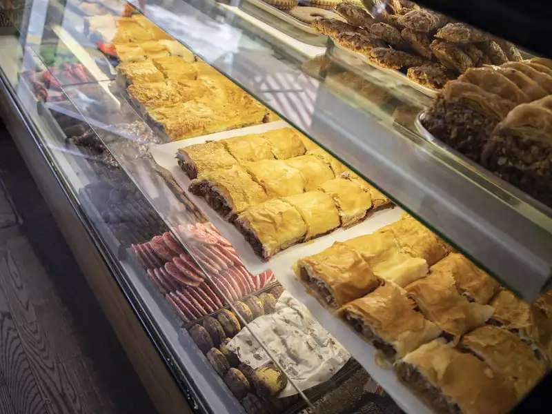 Hungarian pastry shop counter